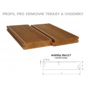 Thermowood borovice AntiSlip 26 x 117mm s bočními úchyty