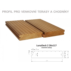 Thermowood borovice LunaDeck 2 26x117 s bočními úchyty